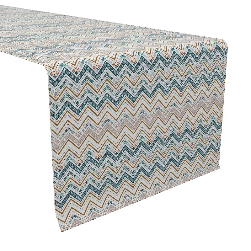 Table Runner， 100% Cotton， 16x72， Boho Chevron