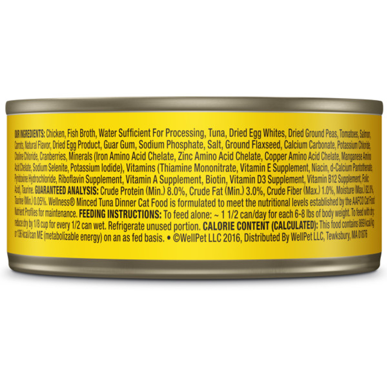 Wellness Complete Health Grain-Free Minced Tuna Dinner Canned Cat Food， 5.5oz.