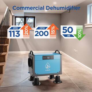 JEREMY CASS 113 pt. 1200 sq. ft. Bucketless Commercial Dehumidifier in Blue with Auto Defrost and Timer GZBARY070501