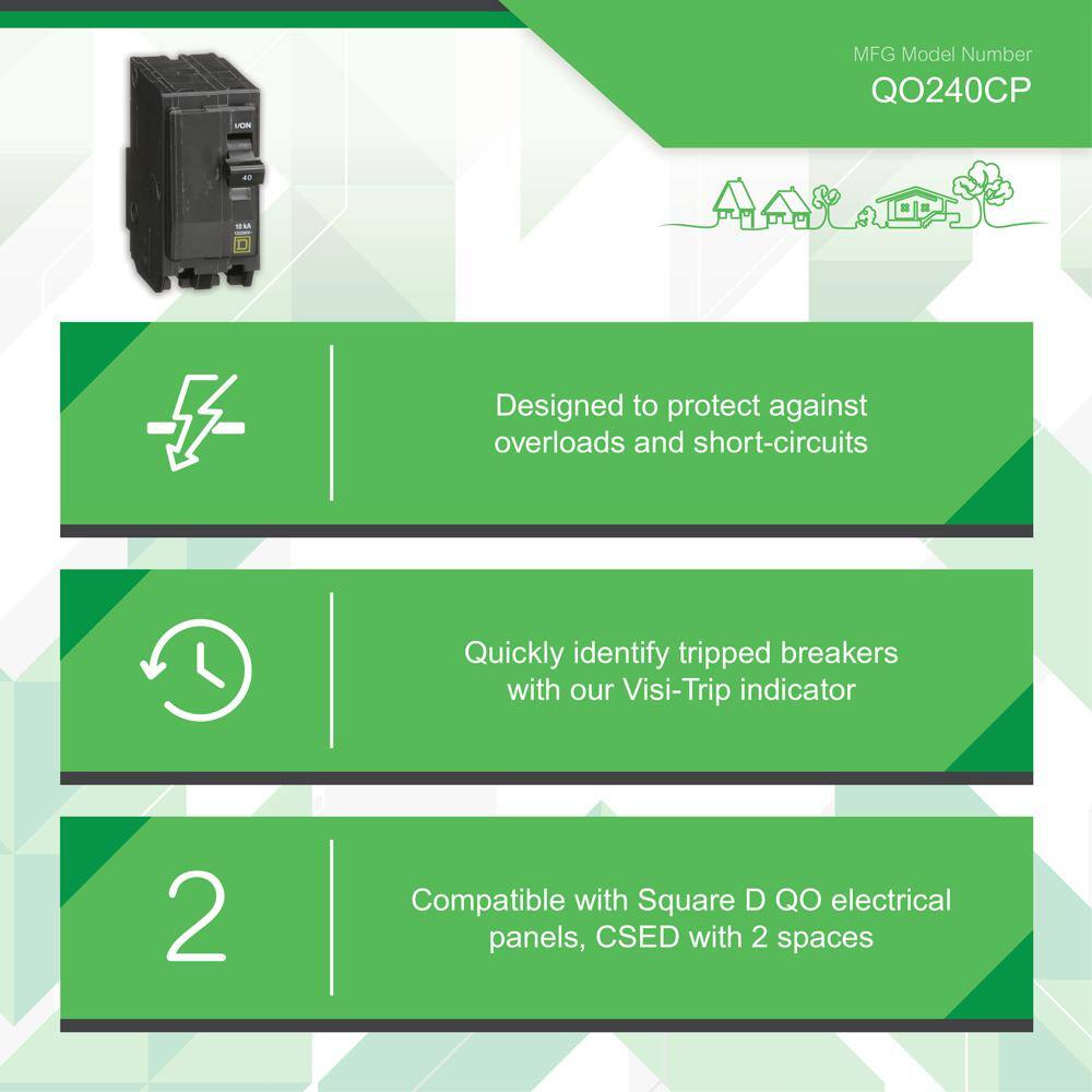 Square D QO 40 Amp 2-Pole Circuit Breaker(QO240CP) QO240CP