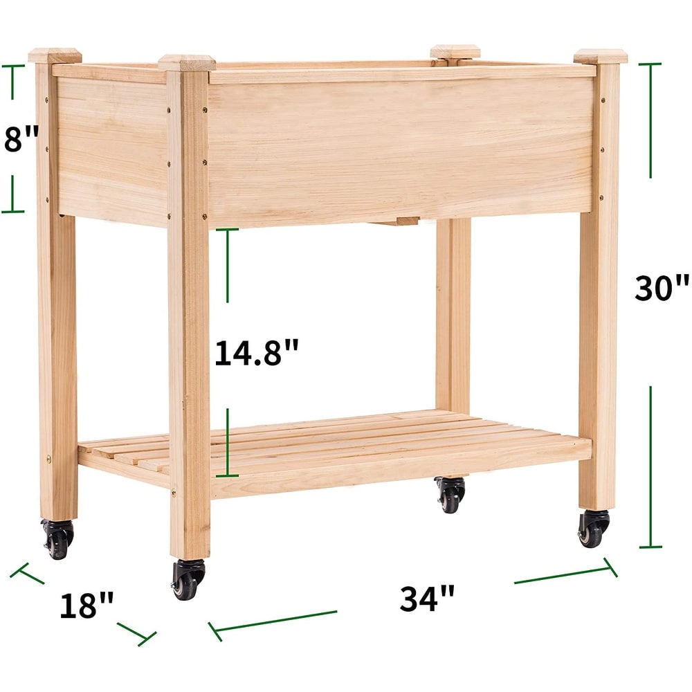 MCombo Raised Garden Bed with Wheels  Solid Wood 0676