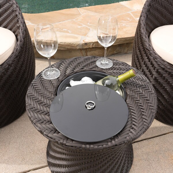 La Jolla Outdoor Wicker Accent Table with Ice Bucket by Christopher Knight Home