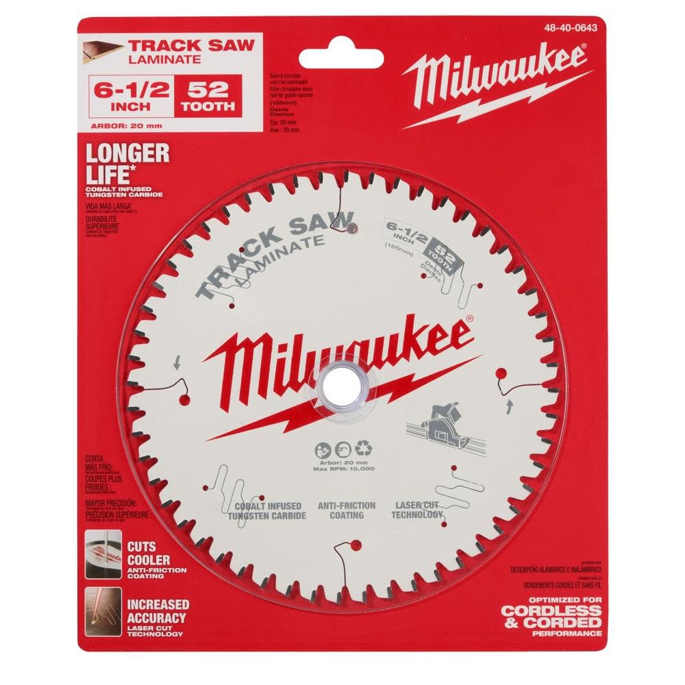 Milwaukee 6 1/2 52T Laminate Track Saw Blade 48-40-0643 from Milwaukee