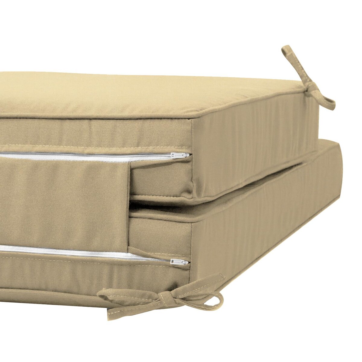 Sunbrella Canvas Wheat Extra Long Outdoor Replacement Chaise Lounge Cushion W/ Piping By Signature