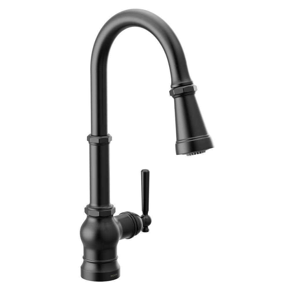 MOEN Paterson Single-Handle Bar Faucet with Pull-Down Sprayer and Power Boost in Matte Black S52003BL