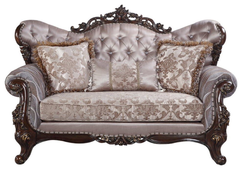 Benzara BM276280 Antique look Loveseat  Wingback  Button Tufted  Accent Pillows   Victorian   Loveseats   by Uber Bazaar  Houzz