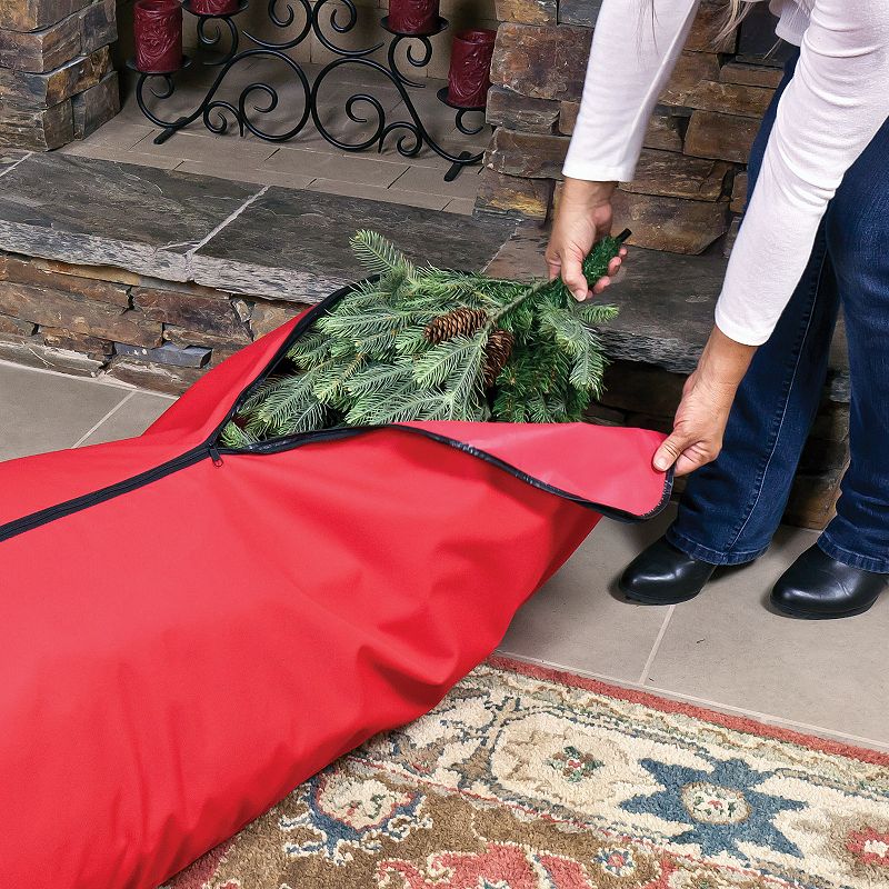 Red Rolling Christmas Tree Storage Bag for Trees Up to 7.5ft