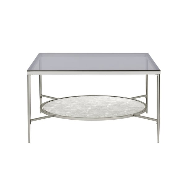 Coffee Table， Living Room End Table in Glass and Chrome Finish