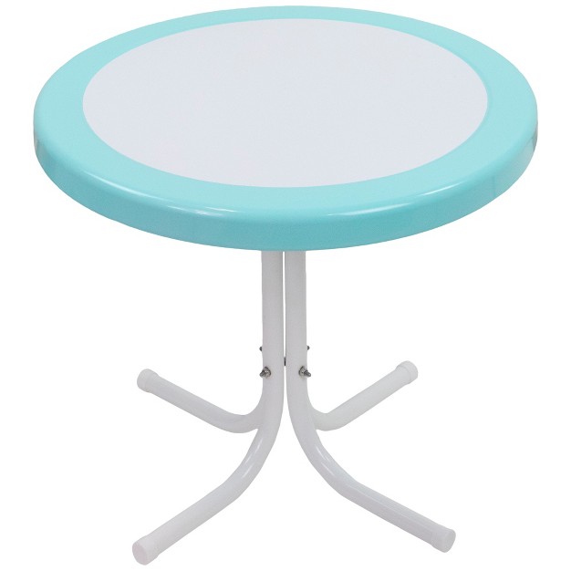 Outdoor Retro Tulip Side Table Blue And White