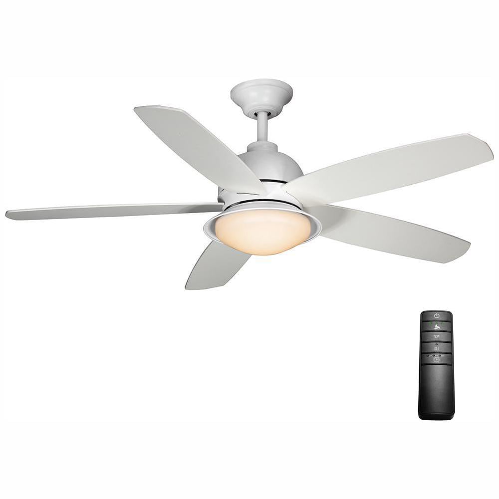 Home Decorators Ackerly 52 in. LED Matte White Ceiling Fan and Remote - New