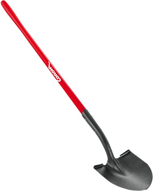 Corona® Professional Shovel, Round Point, Fiberglass Handle - 14 Gauge