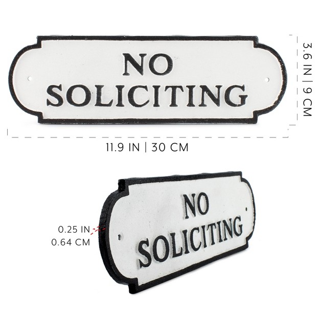 Auldhome Design Cast Iron No Soliciting Sign With Mounting Hardware Rustic Black And White