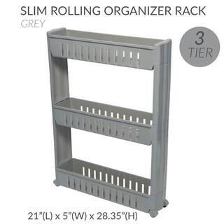 SIMPLIFY 3 Tier Slim Slide Out Storage Cart in Grey 22983-GREY