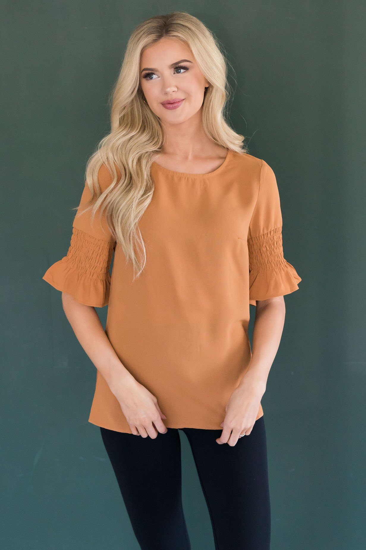 Something New Gathered Sleeve Top