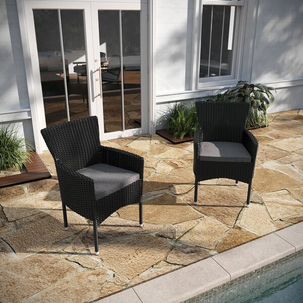 Indoor/Outdoor Wicker Wrapped Steel Frame Patio Chairs and Cushions