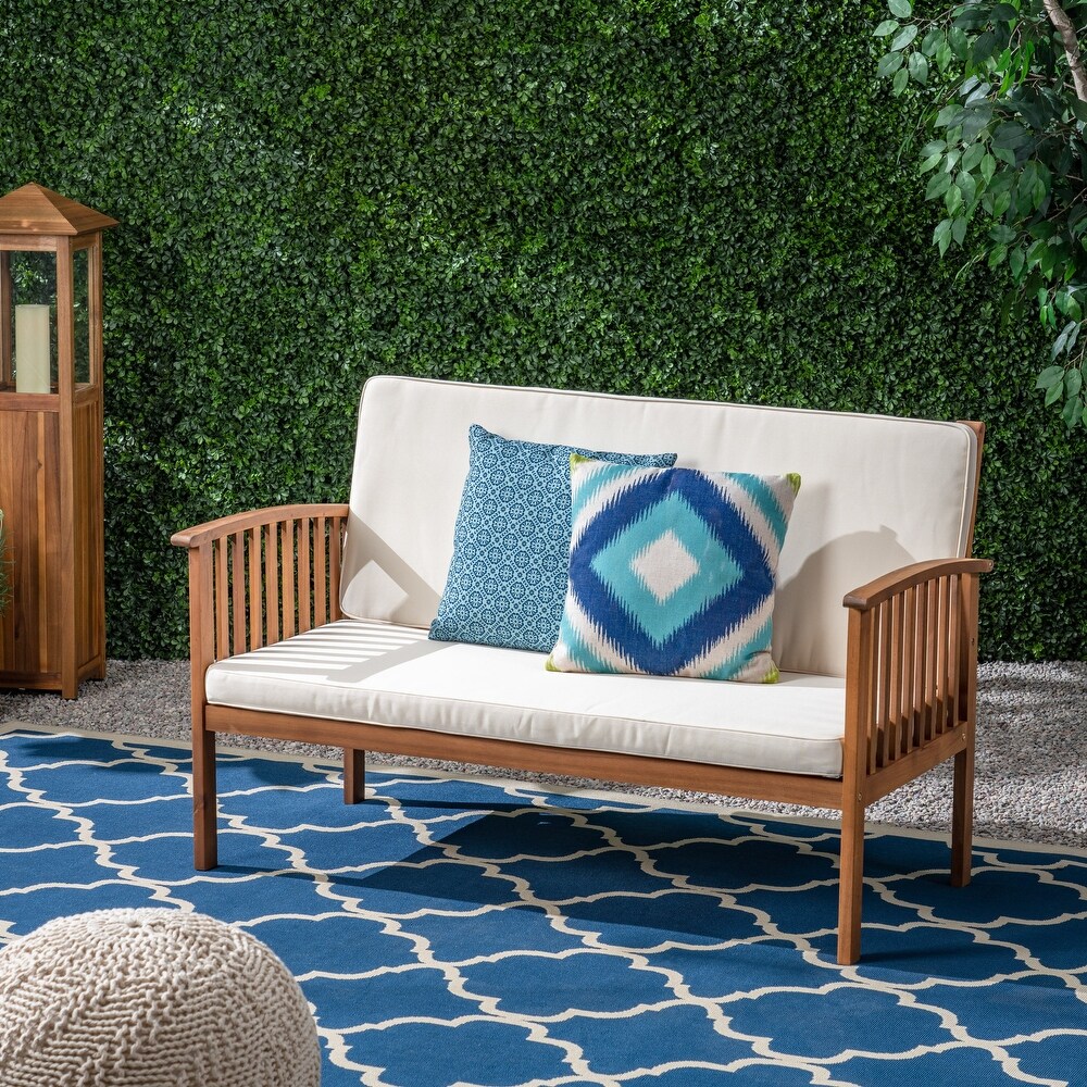 Carolina Outdoor Acacia Wood Loveseat by Christopher Knight Home