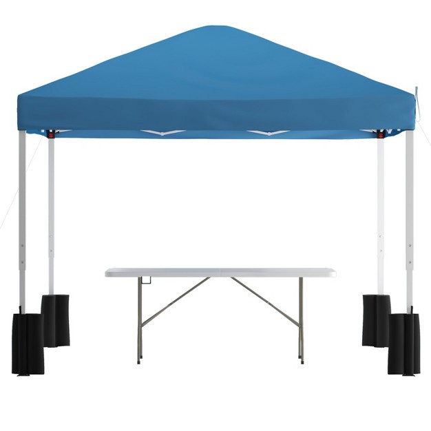 Emma And Oliver Outdoor Event tailgate Tent Set With Pop Up Event Canopy And Wheeled Case And Bi fold Table With Carrying Handle