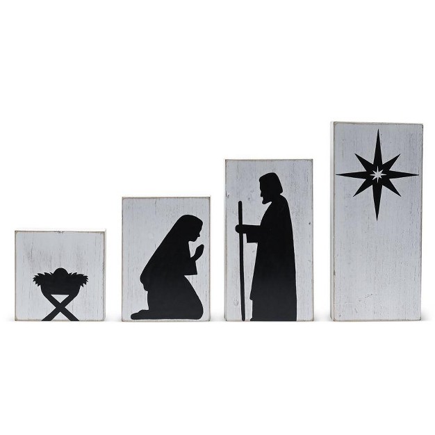 Ornativity Wooden Block Nativity Scene 4 Pc