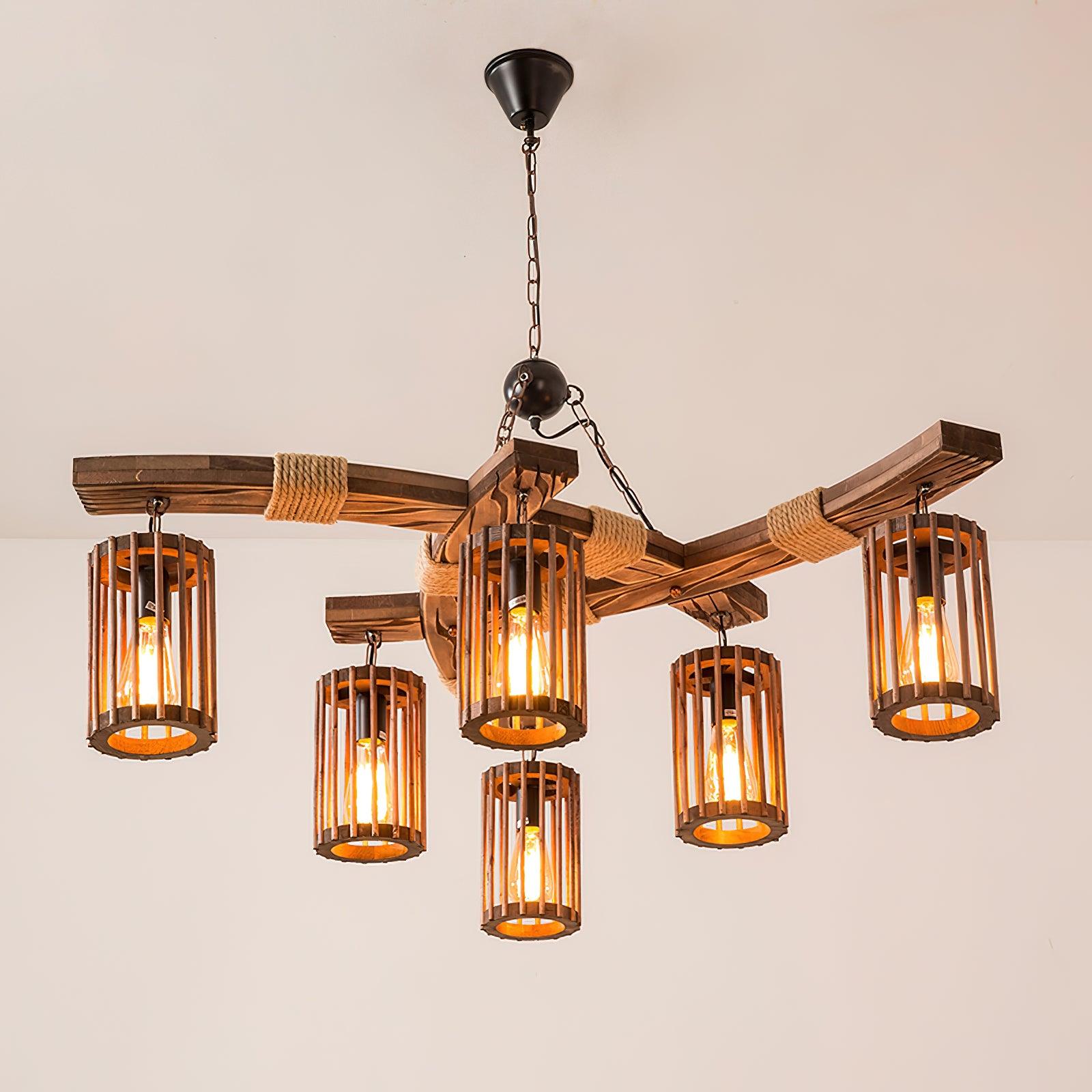 Retro Solid Wood Chandelier