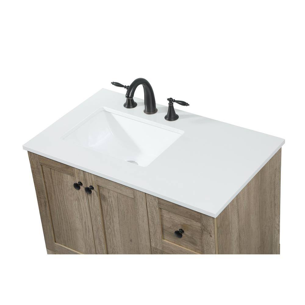 Timeless Home 32 in. W x 19 in. D x 34 in. H Bath Vanity in Natural Oak with Ivory White Quartz Top TH5664NT