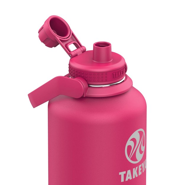 Takeya 64oz Actives Insulated Stainless Steel Water Bottle With Sport Spout Lid And Extra Large Carry Handle