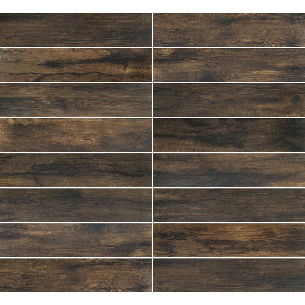 Florida Tile Home Collection Smoked Hickory 8 in. x 36 in. Porcelain Floor and Wall Tile (13.6 sq. ft.  case) CHDEAJ018X36