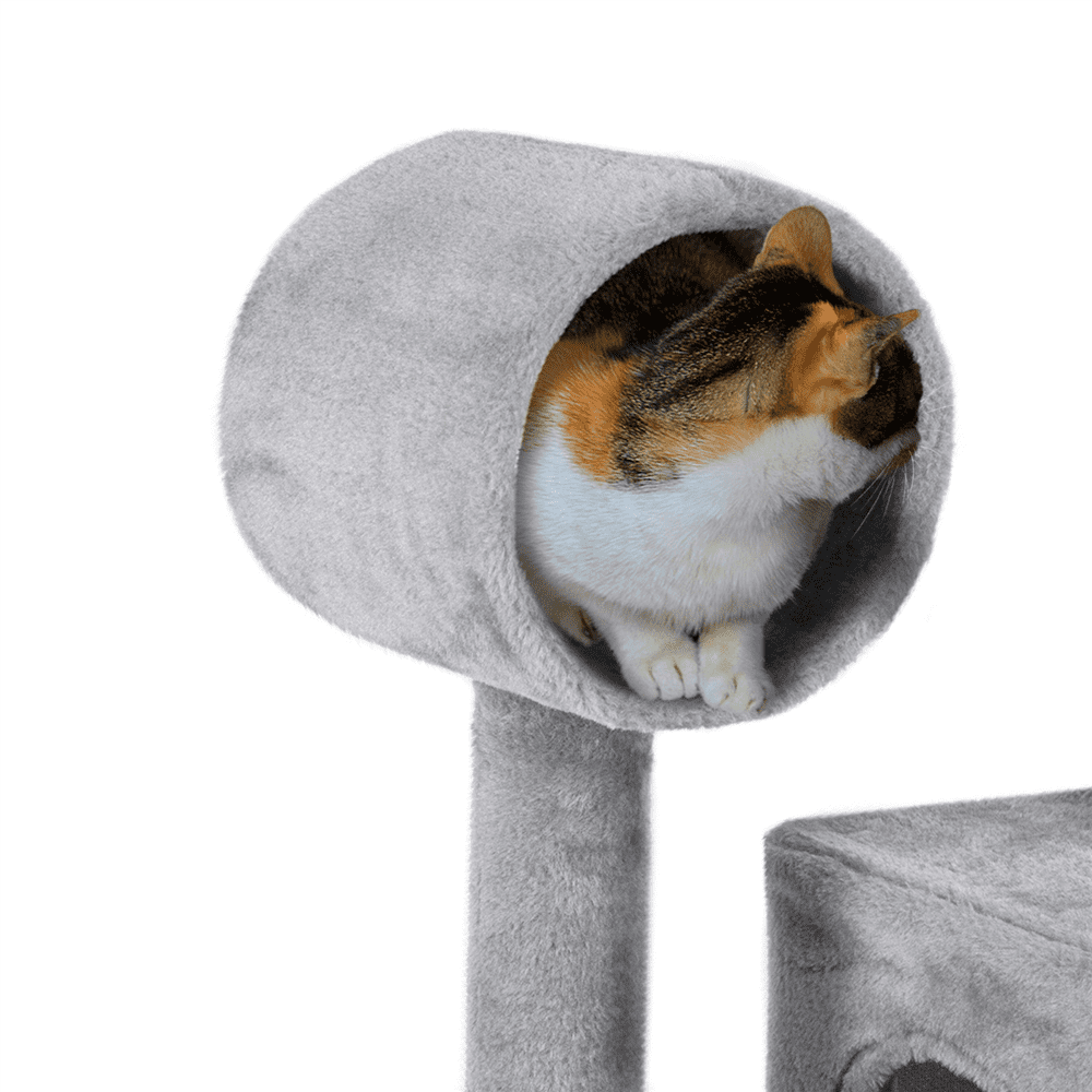 Easyfashion 51'' Multilevel Cat Tree with Condo， Light Gray