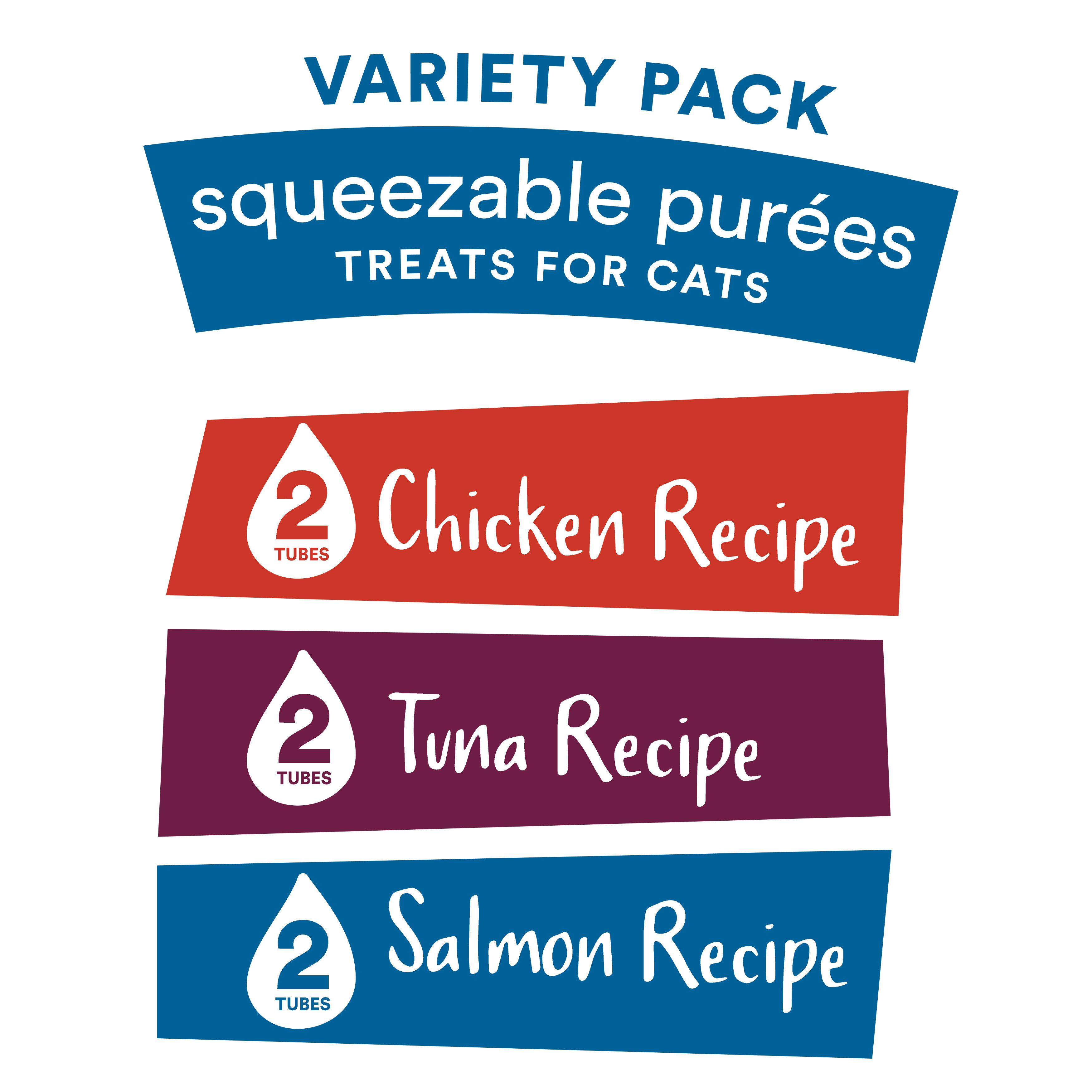 Whole Hearted Squeezable Puree Cat Treat Variety Pack， 0.5 oz.， Count of 6