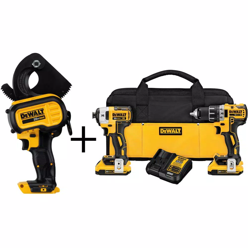 DEWALT 20-Volt MAX Cordless Electrical Cable Cutting Tool with 20-Volt MAX XR Brushless Drill/Impact Combo Kit (2-Tool) and#8211; XDC Depot