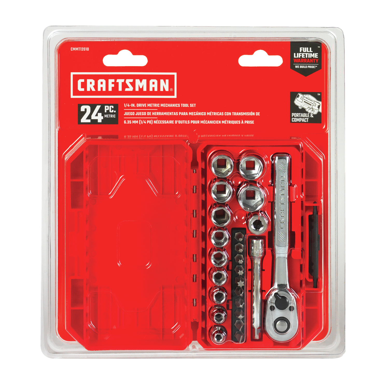 Craftsman 1/4 in. drive Metric 6 Point Mechanic\u0027s Tool Set 24 pc