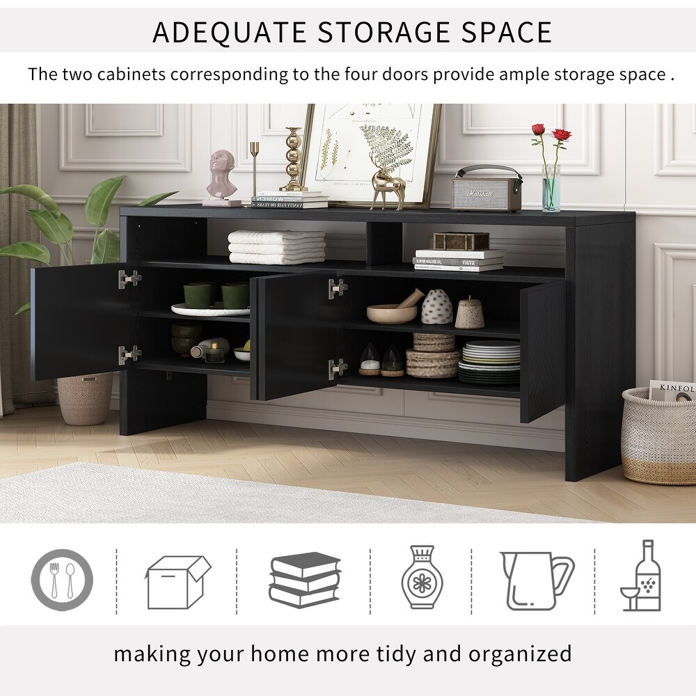 Modern Adequate Storage Space Sideboard MDF Storage Cabinet with Double Storey Tabletop and Ample Storage Space