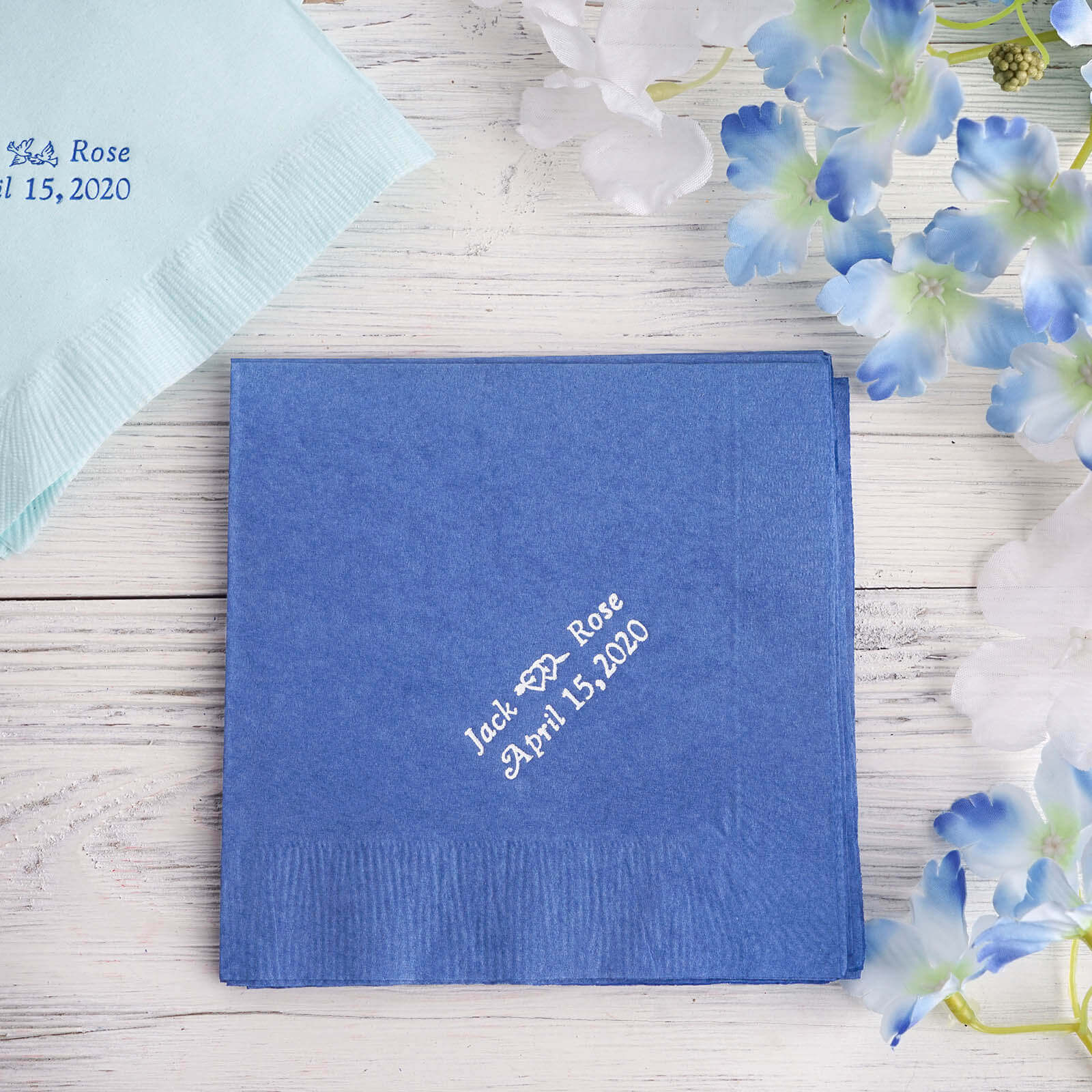 100 Pack Personalized Monogram Paper Cocktail Napkins, Custom Wedding Favors