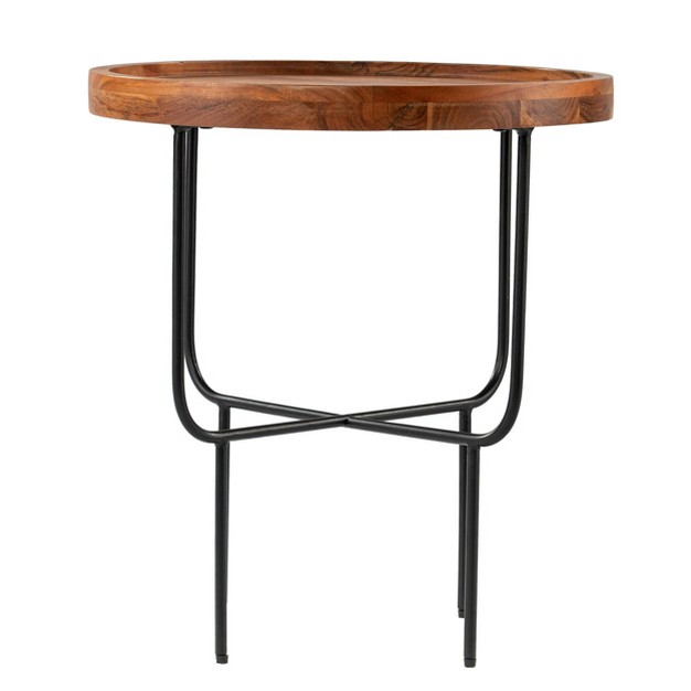 Fham Round End Table Natural black Aiden Lane