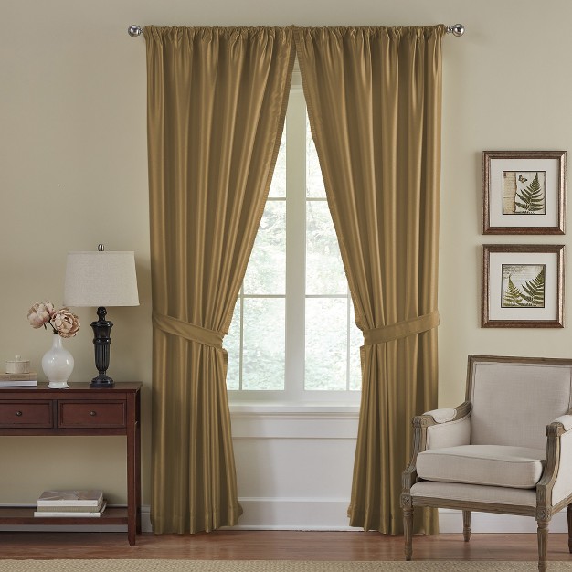 Versailles Faux Silk Room Darkening Single Window Curtain Panel Elrene Home Fashions