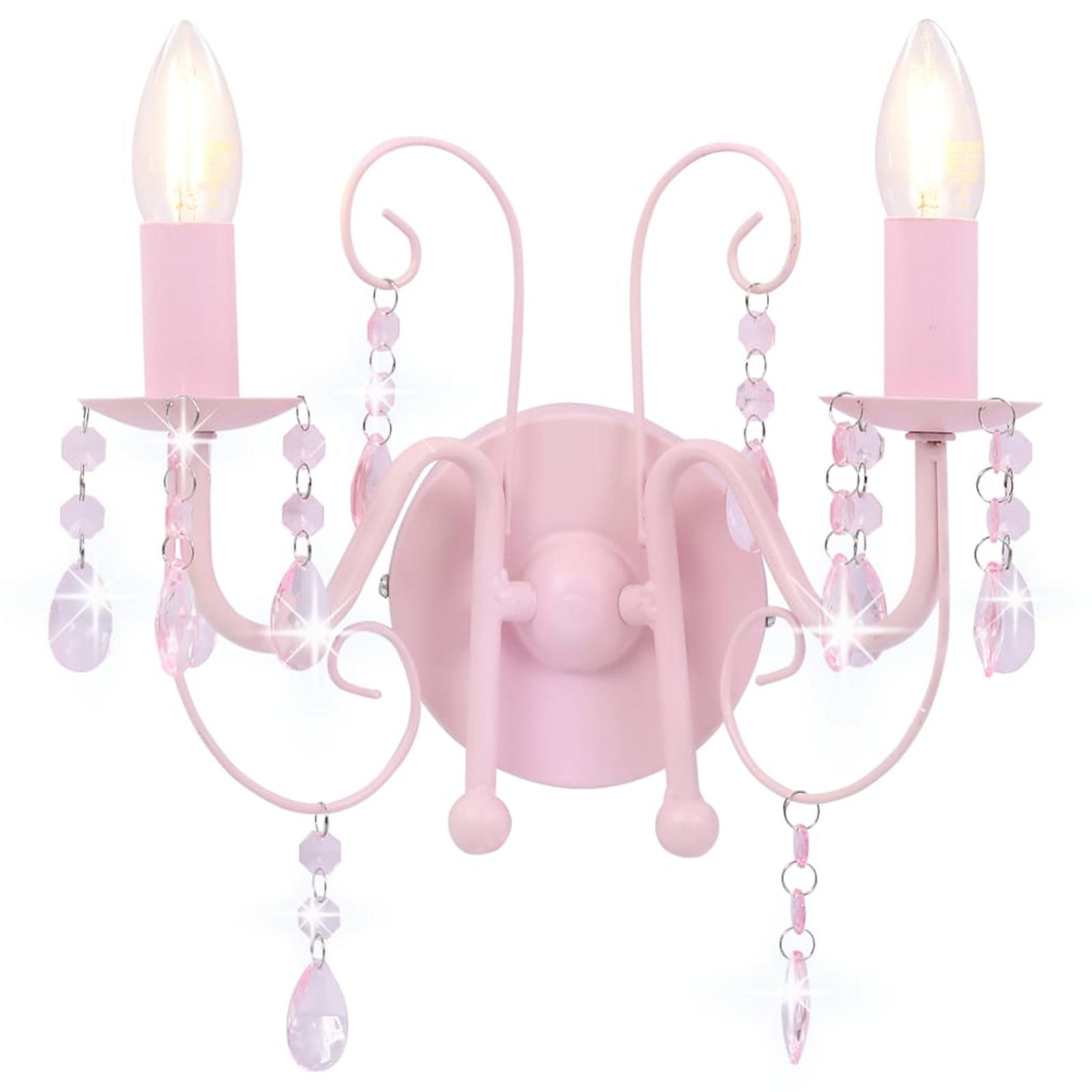 Wall Lamp With Beads Pink 2 X E14 Bulbs No.346059