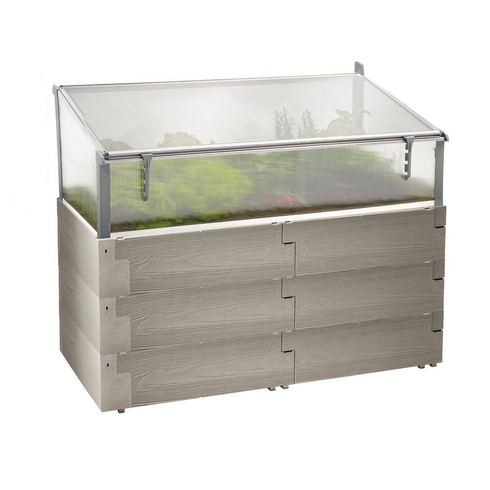 Exaco 51 in. W x 24 in. D x 39.75 in. H Timber Raised Bed with Cold Frame Timber
