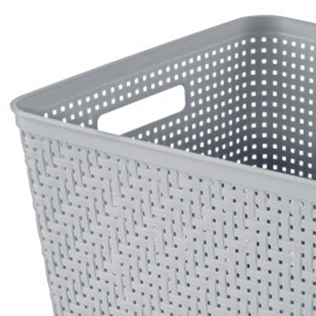 Sterilite 14 quot lx8 quot h Rectangular Weave Pattern Tall Basket W handles For Bathroom Laundry Room Pantry amp Closet Storage Organization Cement 24 Pack