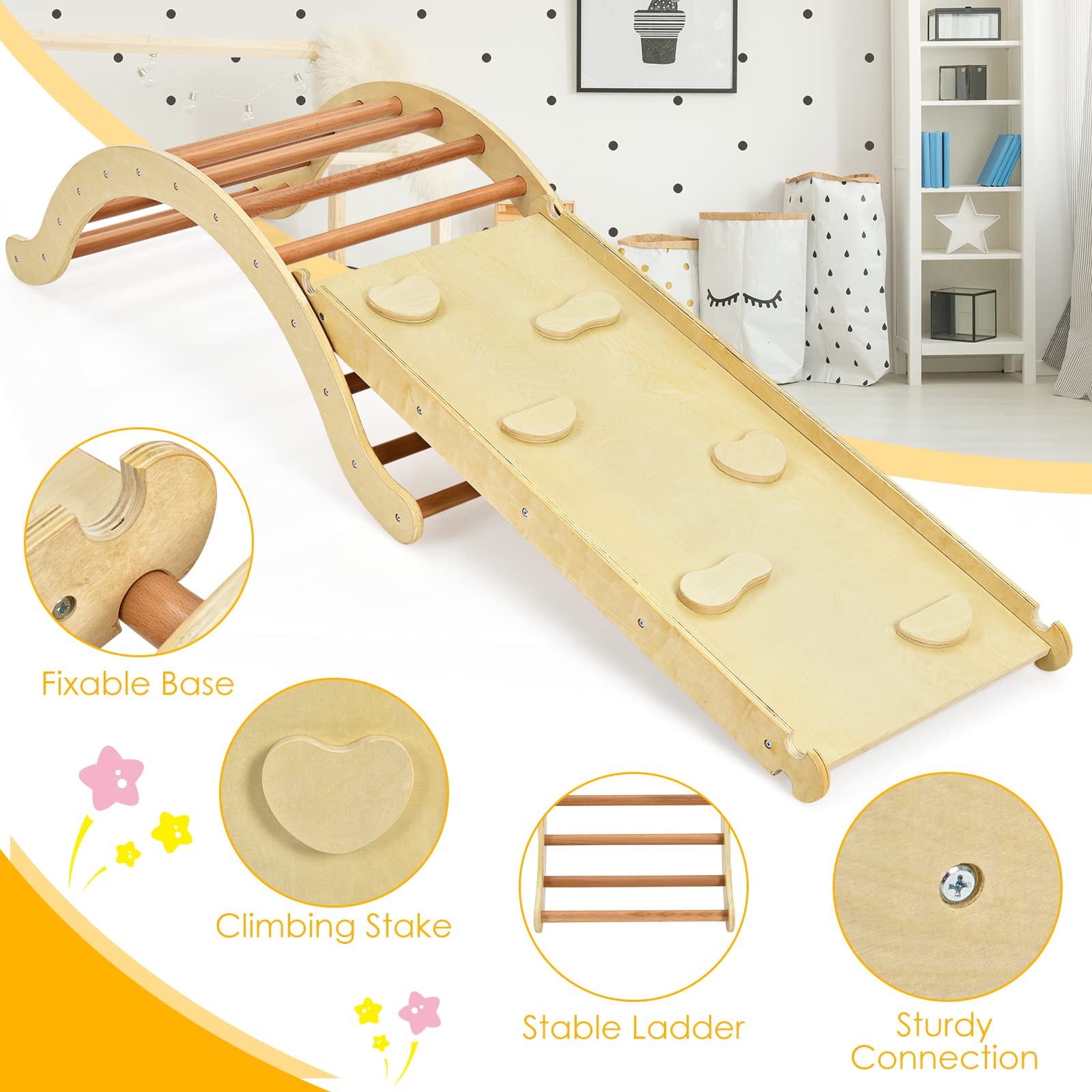 Costzon Climbing Ladder for Toddler with Ramp/Padding