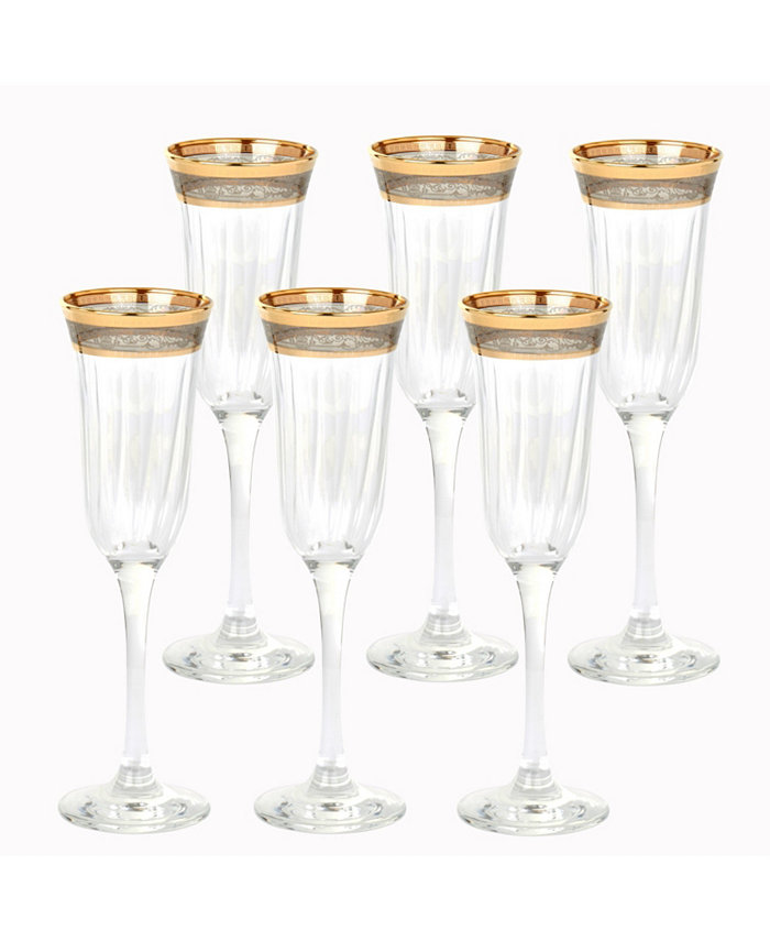 Lorren Home Trends Melania Collection Smoke Flutes Set of 6