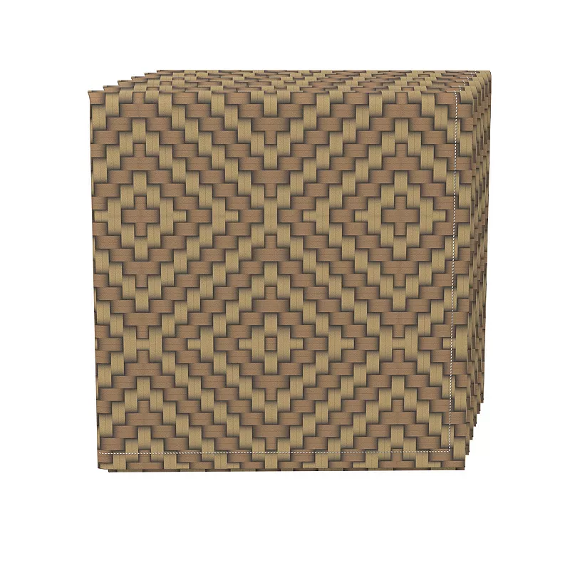 Napkin Set， 100% Polyester， Set of 4， 18x18， Diamond Wicker Wood Work