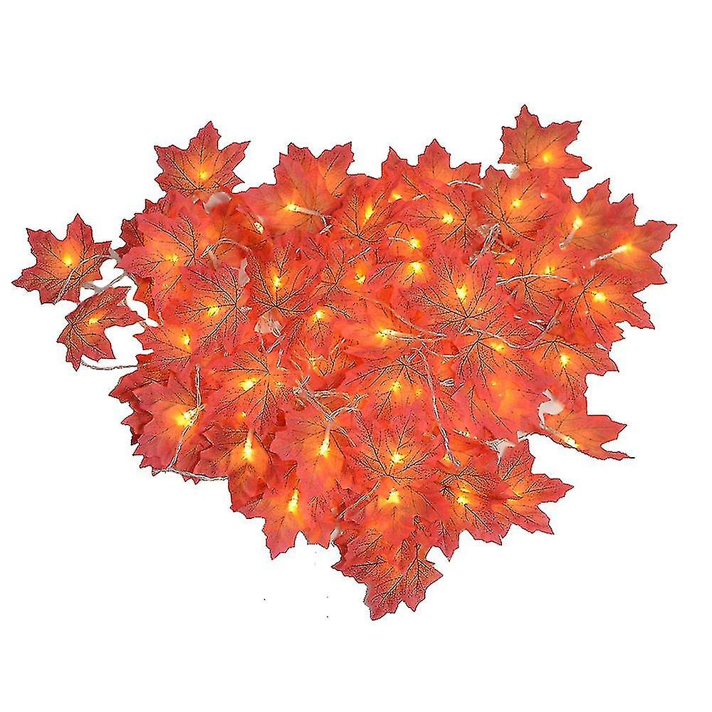 Maple Leaves Fall Decoration Lights 3m 20 Led Artificial Autumn Fall Garland String Lights Fairy Lig