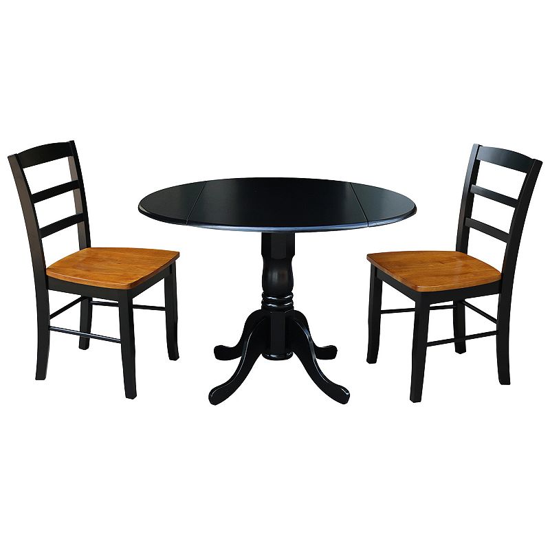 International Concepts Drop Leaf Two Tone Dining Table and Chair 3-piece Set