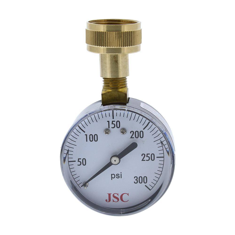 JONES STEPHENS 300 psi Water Test Gauge with 34 in. Hose Connection J66300