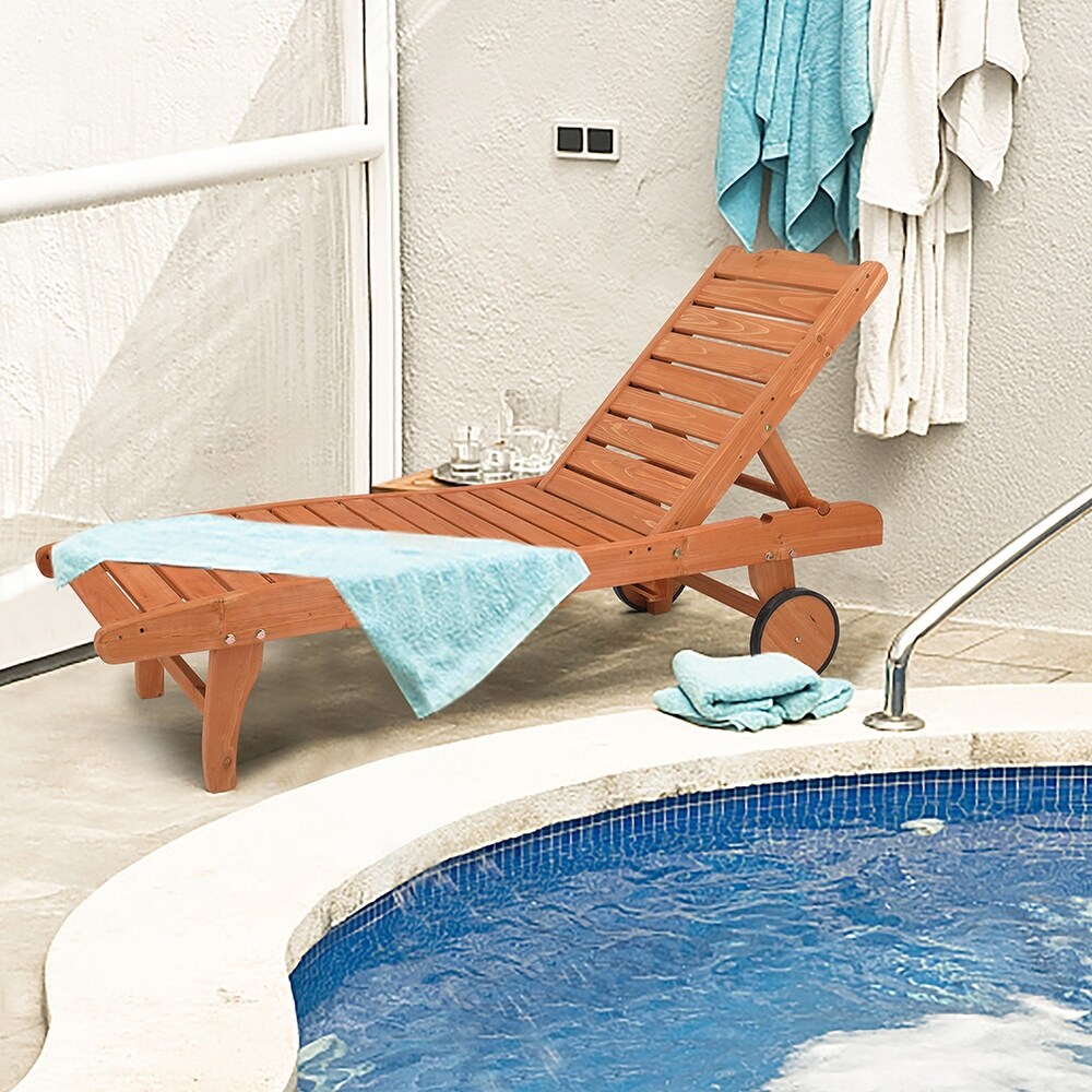 Outdoor Two Speed Adjustment Chaise Lounge with Wheels and Drawers