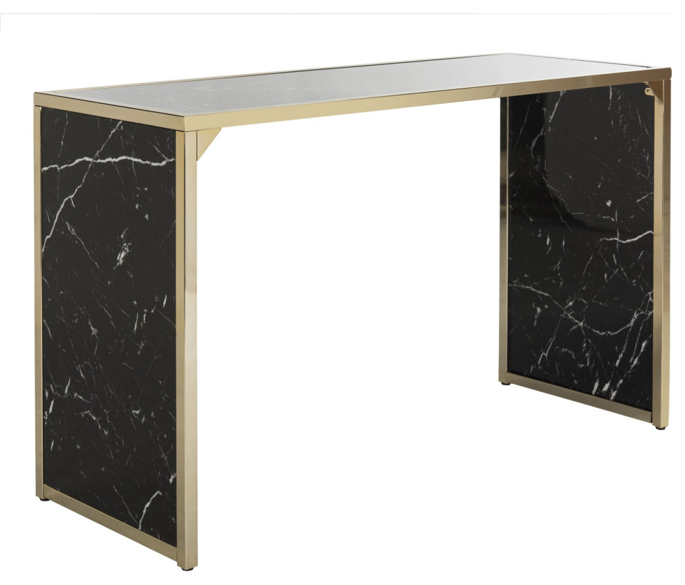 Contemporary Console Table  Gold Metal Frame With Black Faux Marble Top  ampSides   Contemporary   Console Tables   by Decor Love  Houzz