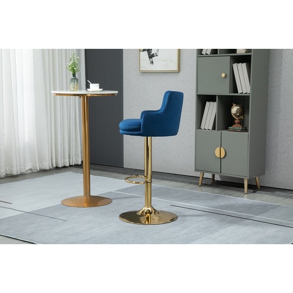 Modern Swivel Barstools with Footrest Velvet Adjustable Height Bar Chairs