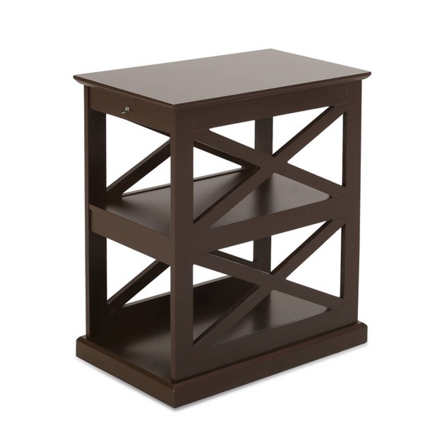 Vernon Contemporary 2 Shelf Side Table Dark Walnut Christopher Knight Home