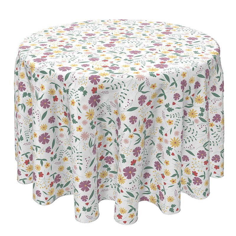 Round Tablecloth， 100% Cotton， 60 Round， Vintage Print Floral