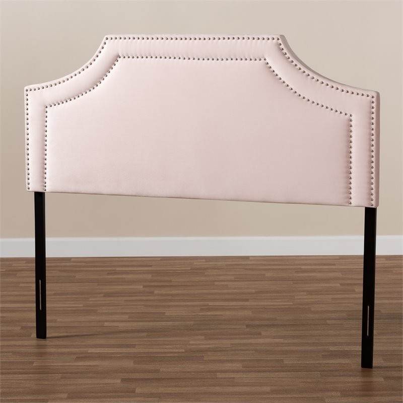 Baxton Studio Avignon Velvet and Wood Queen Headboard in Light Pink   Contemporary   Headboards   by Fratantoni Lifestyles  Houzz