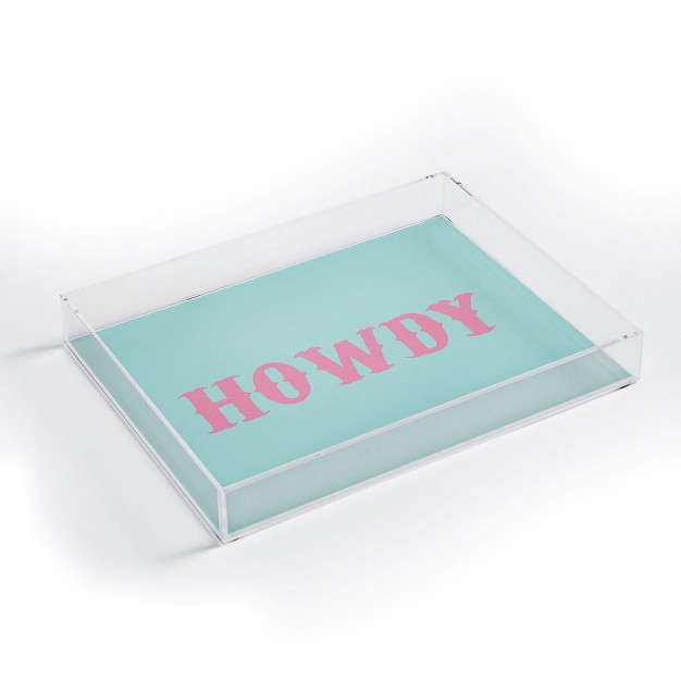 Socoart Howdy Blue Pink Acrylic Tray Deny Designs